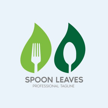 spoon leaves logo design templateのイラスト素材