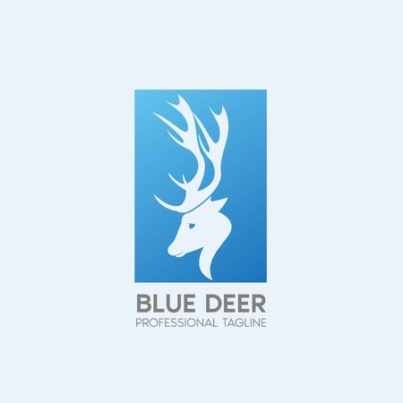blue deer logo design templateのイラスト素材