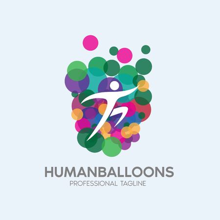human balloons logo design templateのイラスト素材