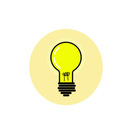 Yellow bulb idea lamp premium cartoon style in isolated, icon, symbolのイラスト素材