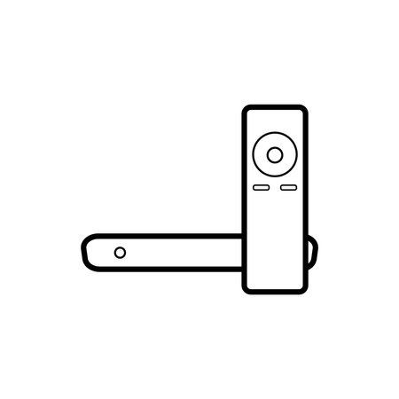 Android TV Box, STB, Set top box with remote black outline iconのイラスト素材