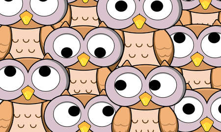 Background image of cartoon big eye halloween night owl looking in different direction for children fun book cover or web pagesのイラスト素材