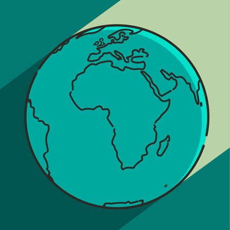 Night illustration Planet earth globe map with Africa continent on center outline icon symbolのイラスト素材