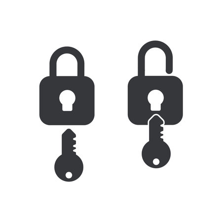 Isolated bundle icon with a padlock in locked and unlocked states, representing security and password protection symbolsのイラスト素材