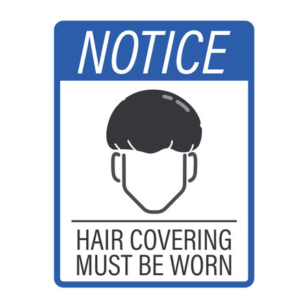 Isolated pictogram illustrating a head covering must be worn label, indicating a required dress code or safety rule.のイラスト素材