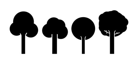 Isolated bundle icon set of tree, variant trees black signのイラスト素材