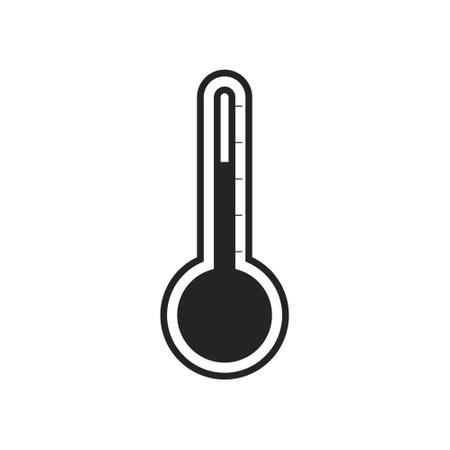 Isolated pictogram sign of temperature with illustration of black thermometer and measuring mercuryのイラスト素材