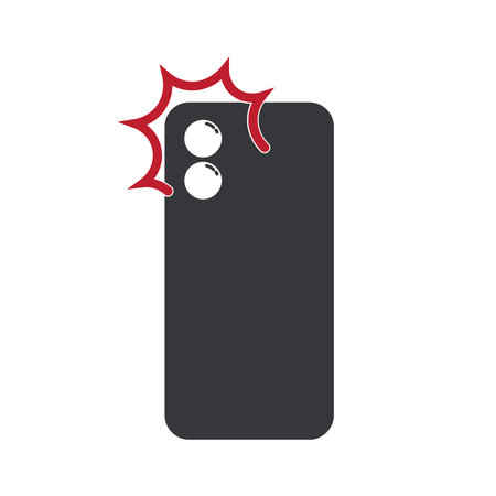 Isolated icon of a camera and telephone with a red flash lamp, designed as a modern pictogram for digital useのイラスト素材