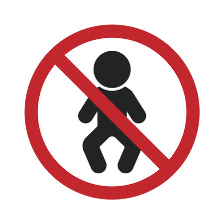 Isolated prohibited icon baby do not enter, child and age restriction labelのイラスト素材
