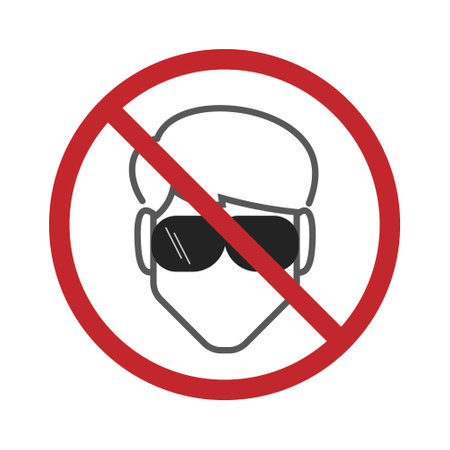 Isolated pictogram sign of do not wear black sunglasses for security sign of Bank, Store, ATM, and other indoor signのイラスト素材