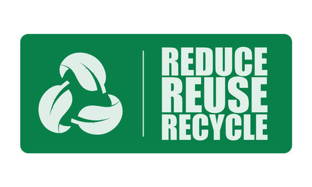 Isolated label design triangle leaves, reduce, reuse, recycle ecology green stickerのイラスト素材