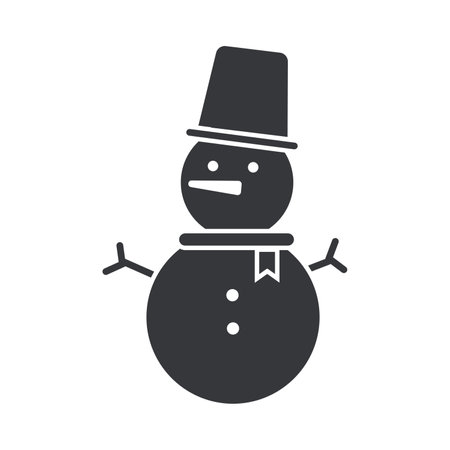 Isolated pictogram black of snowman, snow man for December, winter, Christmas graphic elementのイラスト素材
