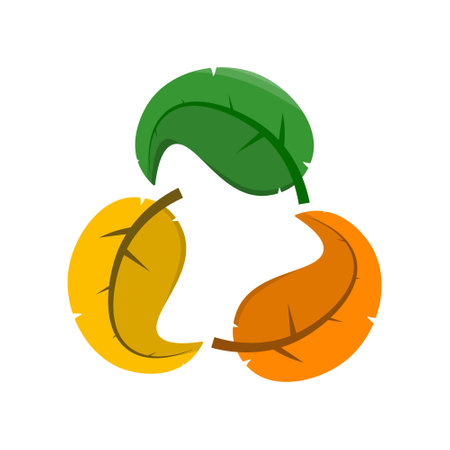 Isolated recycle, reuse, reduce waste sign made from three leaves shaped cycle triangle for green, ecology, sustainability signのイラスト素材
