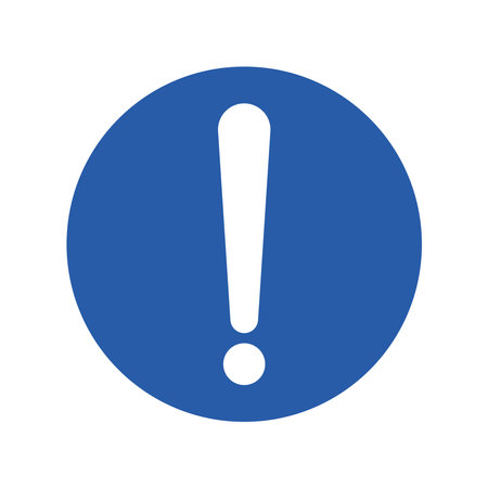 Isolated blue round exclamation sign, for instruction, safety and security graphic designのイラスト素材