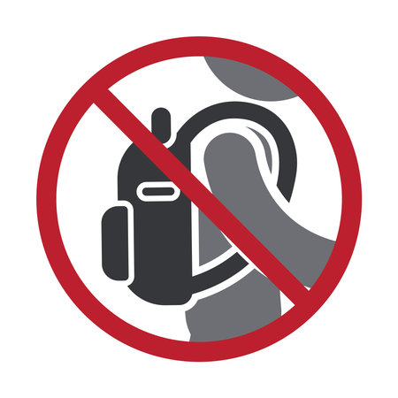 Isolated prohibition sign showing backpack is not allowedのイラスト素材