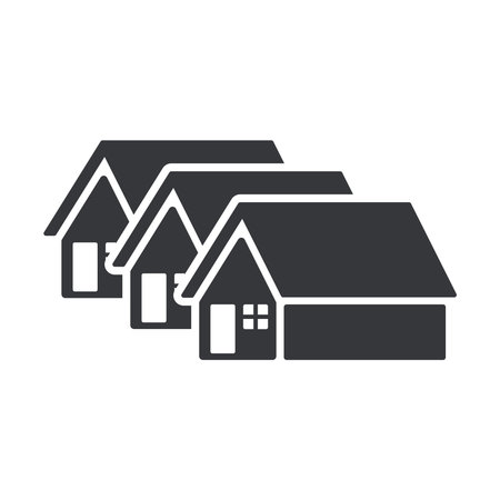 Isolated pictogram of row houses, aligned buildings representing residential complex, housing estate, real estate community, simple neighborhood architecture, urban settlement illuのイラスト素材