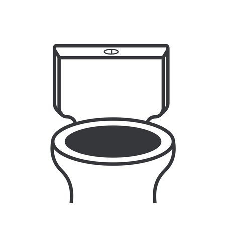Isolated pictogram outline WC toilet symbol, used for public restroom signage, hygiene label, bathroom facility identification, and safety instruction.のイラスト素材