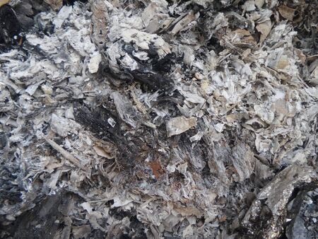 Detail texture of paper turns to ash when burned