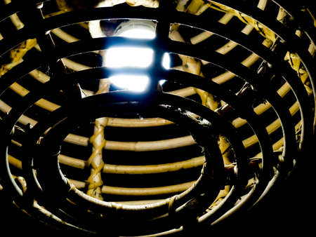 lamp decoration made of rattan bambooの写真素材