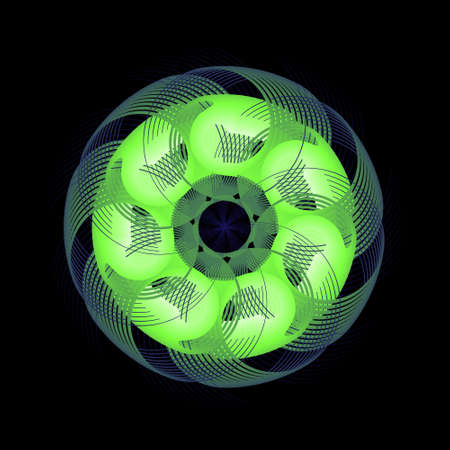 Abstract circular spiral pattern in the shape of a flower star. Pink Spiral Transitions