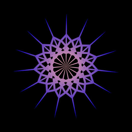 Abstract circular spiral pattern in the shape of a flower star. Star circular spiral transition with purple color. Spiral star grid vector image with circular transitionのイラスト素材