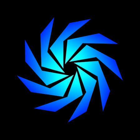 Abstract circular spiral pattern in the shape of a flower star. Star circular spiral transition with blue light color. Spiral star grid vector image with circular transitionのイラスト素材