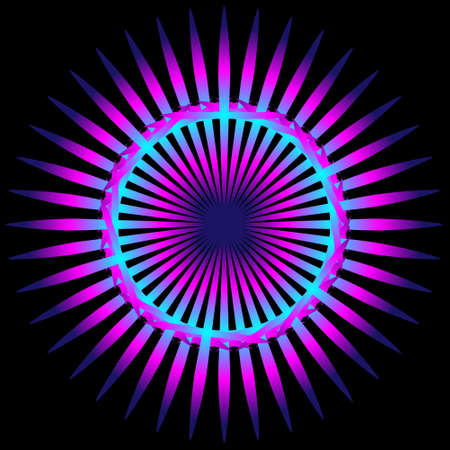 abstract purple colorful spirograph on black background. Spirograph decorative element for design. Purple Spirograph.のイラスト素材