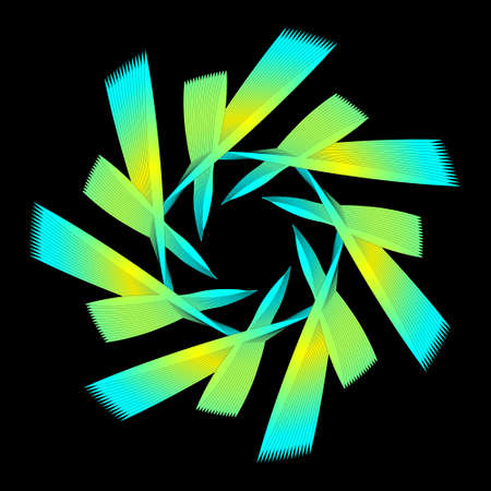 abstract design light circular green yellow fractal. abstract spirograph fractal