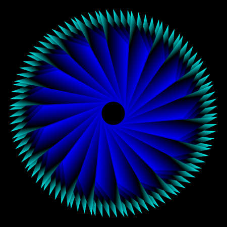 Abstract geometric circle creative ornament. blue geometric abstract circular spiral transition. fractal circular transitionのイラスト素材