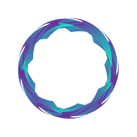 Moving fractal circles wrapped in dark color around each cornerのイラスト素材