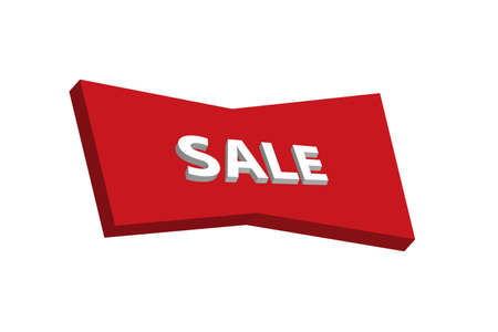 Sale tag red color 3d design ribbon shapeのイラスト素材