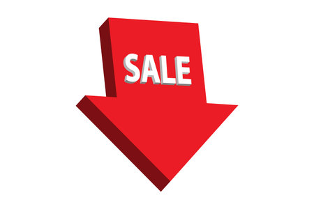 Red sales label for arrow shaped sales marketing promotion iconのイラスト素材