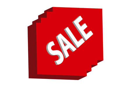 Sale tag red color 3d design abstract box shapeのイラスト素材