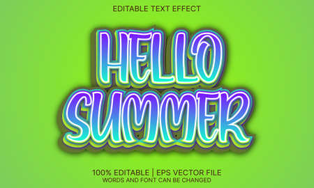 Hello summer editable text effect for graphic design projectのイラスト素材