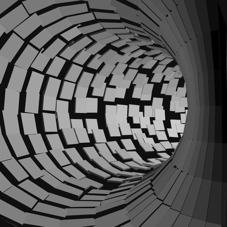 Abstract Tunnel. Futuristic Style. 3D Abstract Surface. Turning Tube Tunnel.のイラスト素材