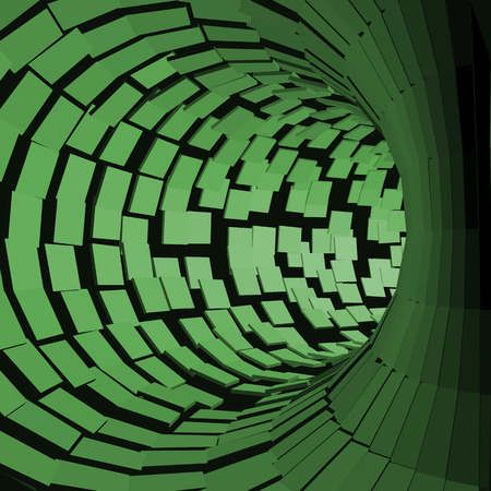 Abstract Tunnel. Futuristic Style. 3D Abstract Surface. Turning Tube Tunnel. Perspective Background. Data visualisationのイラスト素材