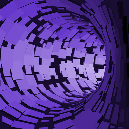 Abstract Tunnel. Futuristic Style. 3D Abstract Surface. Turning Tube Tunnel. Perspective Background. Data visualisationのイラスト素材