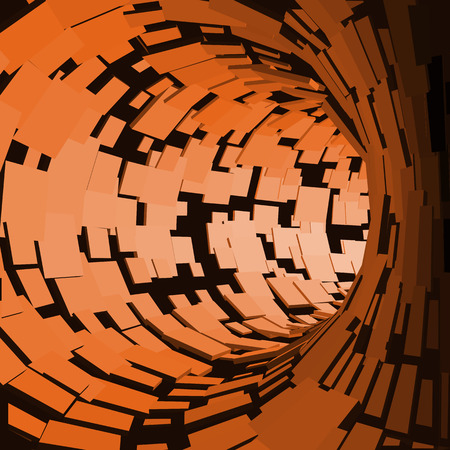 Abstract Tunnel. Futuristic Style. 3D Abstract Surface. Turning Tube Tunnel. Perspective Background. Data visualisationのイラスト素材