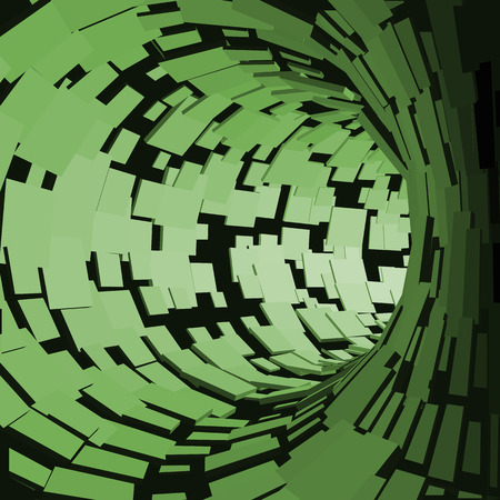 Abstract Tunnel. Futuristic Style. 3D Abstract Surface. Turning Tube Tunnel. Perspective Background. Data visualisationのイラスト素材