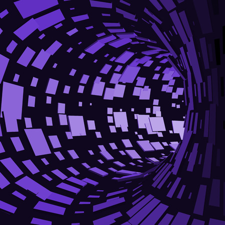 Abstract Tunnel. Futuristic Style. 3D Abstract Surface. Turning Tube Tunnel. Perspective Background. Data visualisationのイラスト素材