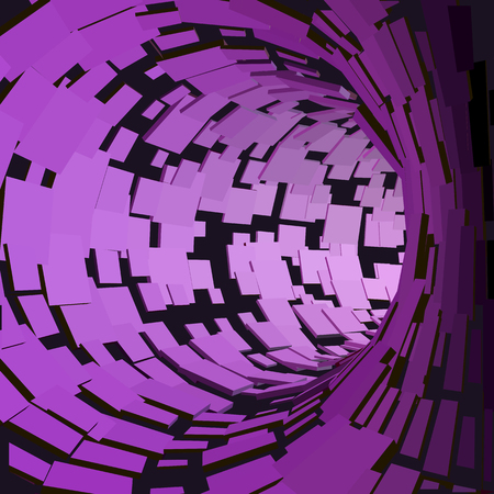 Abstract Tunnel. Futuristic Style. 3D Abstract Surface. Turning Tube Tunnel. Perspective Background. Data visualisationのイラスト素材