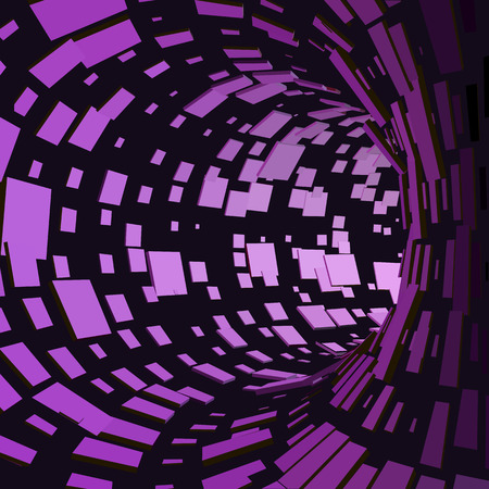 Abstract Tunnel. Futuristic Style. 3D Abstract Surface. Turning Tube Tunnel. Perspective Background. Data visualisationのイラスト素材