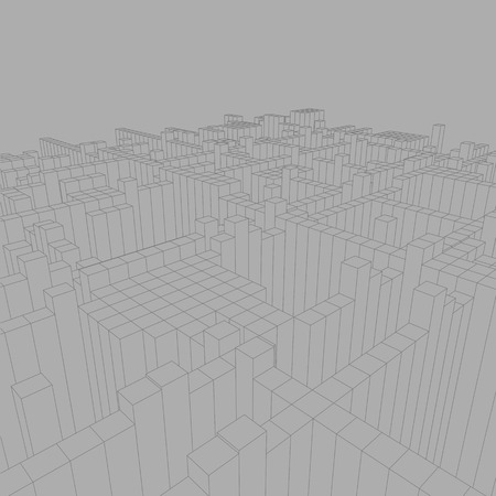 abstract geometric background - 3d illustration. Wireframe. Perspective Futuristicのイラスト素材