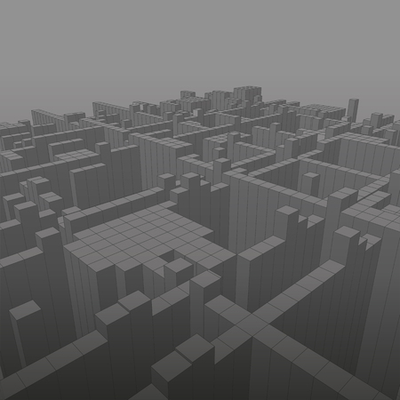 abstract geometric background - 3d illustration. Wireframe. Perspective Futuristicのイラスト素材