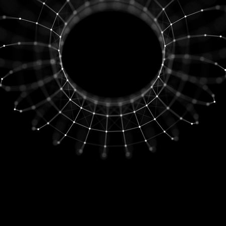 Abstract cybernetic particles background. Plexus fantasy technology background.の写真素材