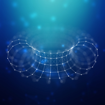 Abstract cybernetic particles background. Plexus fantasy technology background.の写真素材