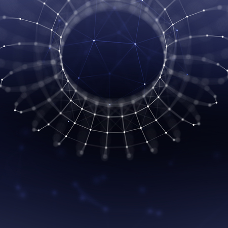 Abstract cybernetic particles background. Plexus fantasy technology background.の写真素材