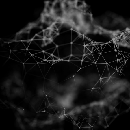 Abstract cybernetic particles background. Plexus fantasy technology background.の写真素材