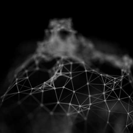 Abstract cybernetic particles background. Plexus fantasy technology background.の写真素材