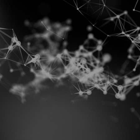 Abstract cybernetic particles background. Plexus fantasy technology background.の写真素材